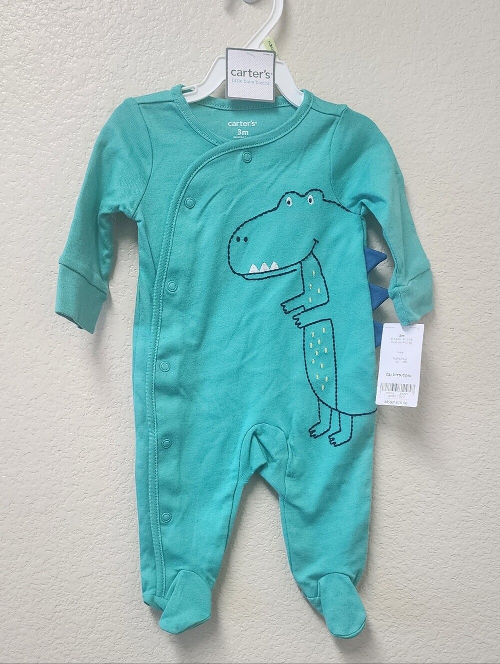NWT Carter's Green Dinosaur Kids One Piece